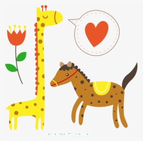 Giraffe Horse Clip Art - Jirafa Con Un Caballo, HD Png Download, Free Download
