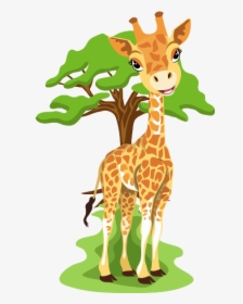 Cartoon Animals Jungle Giraffe, HD Png Download, Free Download