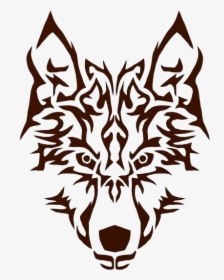 Transparent Symmetrical Tribal Wolf Drawing - Wolf Head Transparent Background, HD Png Download, Free Download