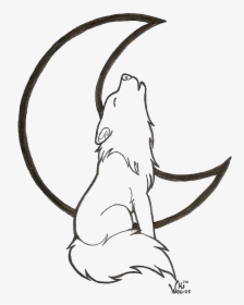 Wolf Head Outlines - Wolf And Moon Drawing Easy, HD Png Download, Free Download