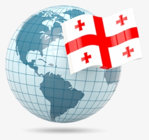 Globe With Flag - Georgia Flag With Globe, HD Png Download, Free Download