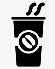 Hot Coffee On A Tall Paper Cup - Cup Paper Coffee Png Black And White, Transparent Png, Free Download