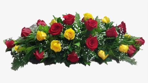 Red And Yellow Roses And A Touch Of Baby"s Breath - Garden Roses, HD Png Download, Free Download