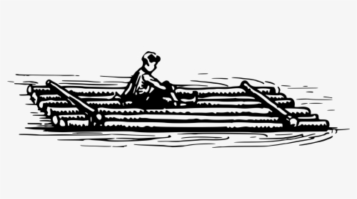 Line Art,watercraft,art - Raft Clipart Black And White, HD Png Download, Free Download
