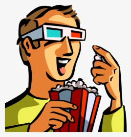 Vector Illustration Of Moviegoer Watches 3-d Movie - Watching Movie Clipart, HD Png Download, Free Download