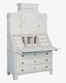 Graceful Swedish Antique Secretary With White Chalk - Dresser, HD Png Download, Free Download