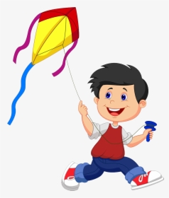 Black And White Stock Cartoon Illustration Small People - Fly A Kite Clipart, HD Png Download, Free Download