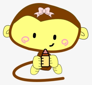 Baby Girl Monkey Svg Clip Arts - Monkey Eating Banana Drawing, HD Png Download, Free Download