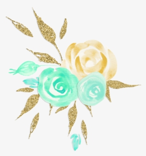 #winter #flowers #floral #mint #gold #glitter #thehungryjpeg, HD Png Download, Free Download