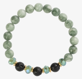 *green Jade Stones 3 Black Lava Beads - Mookaite Jasper Bracelet, HD Png Download, Free Download