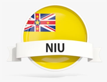 Round Flag With Banner - Niue Flag, HD Png Download, Free Download