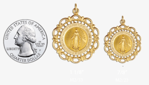 Round Gold Frame Png -14k Gold Round Miraculous Medallion - Quarter Obverse, Transparent Png, Free Download