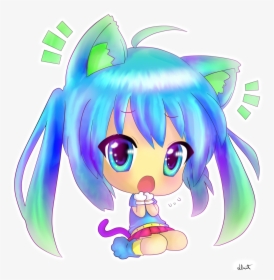 Cute Chibi Cat Girl , Png Download - Cat Anime Girl Cute Animal, Transparent Png, Free Download
