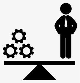 Business Scale With A Man And Resources Gears Symbol - Resources Symbol, HD Png Download, Free Download