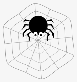 Spider On Web - Spider On A Web Drawing, HD Png Download, Free Download
