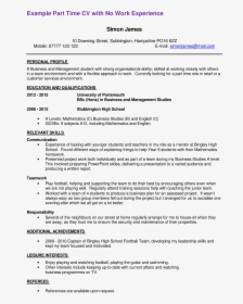 Free First Part Time Job Resume Sample Templates At - Resume For Part Time Job Hd, HD Png Download, Free Download