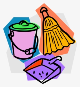 Dust Clipart Dust Pan Broom - Cleaning Materials Clip Art, HD Png Download, Free Download