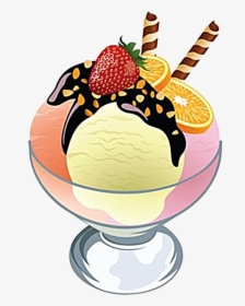 Ice Cream Desserts Png Image Background - Bowl Of Ice Cream Clip Art, Transparent Png, Free Download