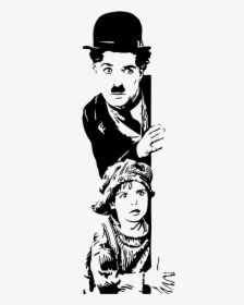 The Kid Tramp Stencil Drawing Silhouette - Free Charlie Chaplin Silhouette, HD Png Download, Free Download