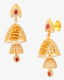 Jhumka Design Gold Earrings, HD Png Download, Free Download