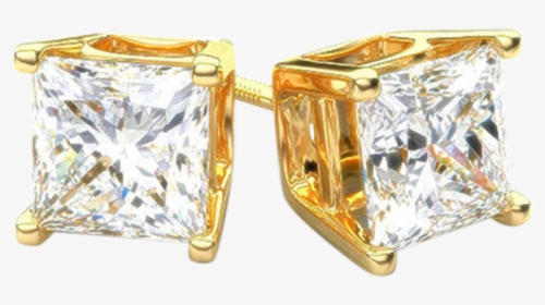 Square Gold Diamond Studs, HD Png Download, Free Download