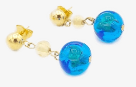 Blue Glass And Gold Earrings - Gemstone, HD Png Download, Free Download
