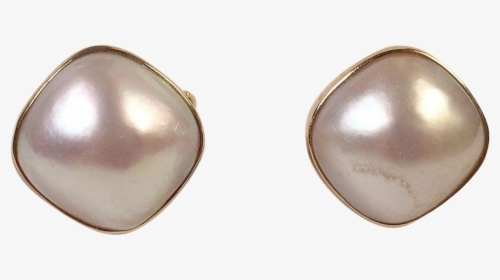 12k Yellow Gold Mabe Pearl Pierced Earrings Omega Clips - Earrings, HD Png Download, Free Download