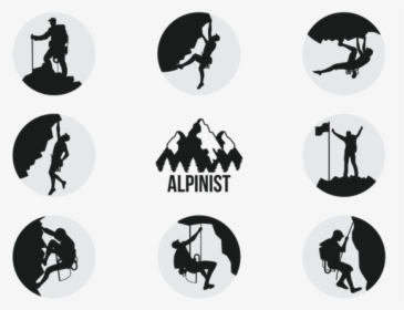 Alpinists Climbers Silhouettes Vector - Mountaineering Silhouette, HD Png Download, Free Download