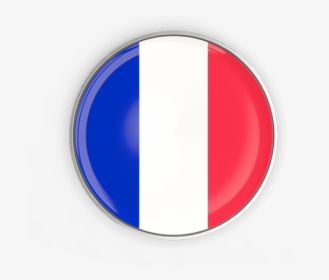 Round Button With Metal Frame - Circle France Round Flag Icon, HD Png Download, Free Download