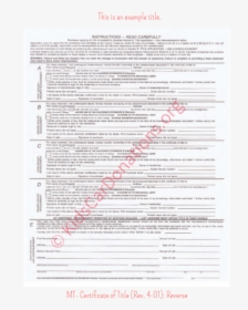 Montana Vehicle Title Back, HD Png Download, Free Download