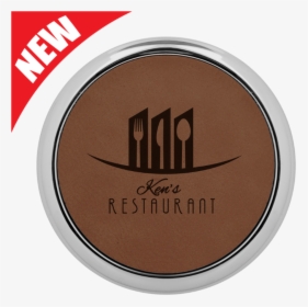 Round Dark Brown Leatherette Coaster With Silver Edge - Elephant And Castle, HD Png Download, Free Download