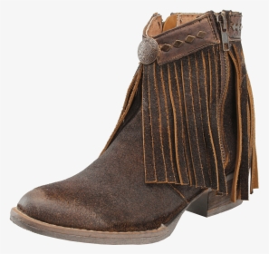 Circle G women"s Round Toe Fringe & Studs Ankle Boot - - Work Boots, HD Png Download, Free Download