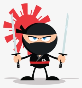Ninja Warrior Cartoon Mascot Character With Two Katana - American Ninja Warrior Cartoon, HD Png Download, Free Download