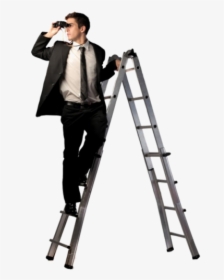 Person Climbing Ladder Png - Person On A Ladder, Transparent Png, Free Download