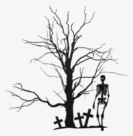 Tree Clipart Drawing - Halloween Tree Silhouette Png, Transparent Png, Free Download