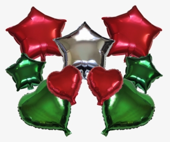 Mixed Shapes Mylar Balloons Green Red 9 Pieces Set - Cushion, HD Png Download, Free Download