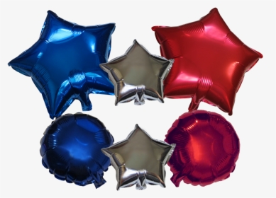 Mixed Shapes Mylar Balloons Red Blue Silver 6 Pieces - Illustration, HD Png Download, Free Download
