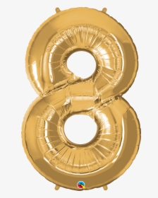 Foil Balloon Number 8 Gold & Weight - 80th Birthday Balloon, HD Png Download, Free Download