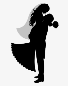 Wedding Cake Topper Bridegroom Silhouette - Vector Bride And Groom Silhouette, HD Png Download, Free Download