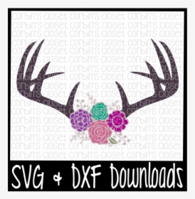 Free Floral Antlers Svg * Antique Flowers * Deer Antler - Antler, HD Png Download, Free Download