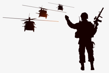 Black-hawk - Soldier And Helicopter Silhouette, HD Png Download, Free Download