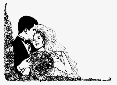 Bride And Groom Silhouettes - Animasi Pengantin Hitam Putih, HD Png Download, Free Download