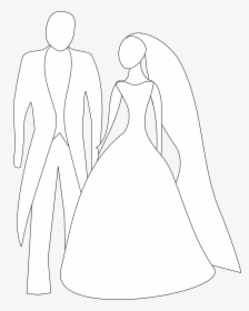 Transparent Dress Clipart Black And White - Islamic Bride And Groom Cartoons, HD Png Download, Free Download