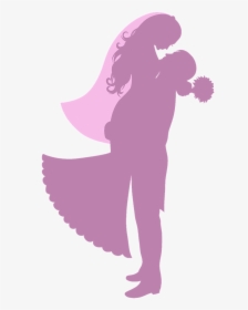 Bride And Groom Kissing Silhouette, HD Png Download, Free Download