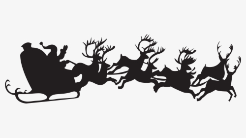 Santa And Reindeer Silhouette Png - Santa Sleigh Silhouette Png, Transparent Png, Free Download