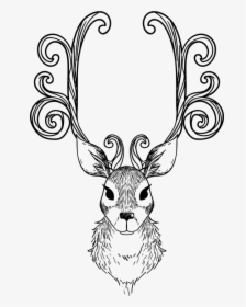 Animal, Antlers, Face, Head, Reindeer, Silhouette - Reno Dibujos De Navidad, HD Png Download, Free Download
