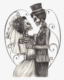 Transparent Bride Groom Silhouette Png - Day Of The Dead Couple Drawing, Png Download, Free Download