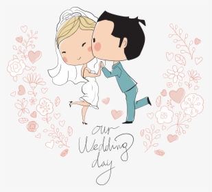 Wedding Illustration Bridegroom Characters Invitation, HD Png Download, Free Download