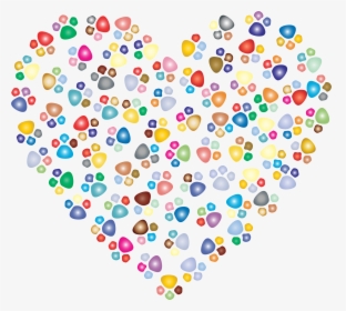 Prismatic Paw Prints Heart 3 Clip Arts - Paw Print On Heart, HD Png Download, Free Download