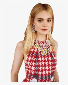 Elle Fanning Red And White Dress - Elle Fanning, HD Png Download, Free Download